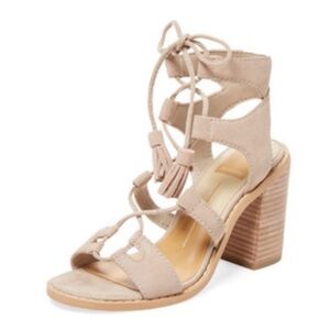 Dolce Vita Leary Lace Up Sandals Neutral Suede Size 12
